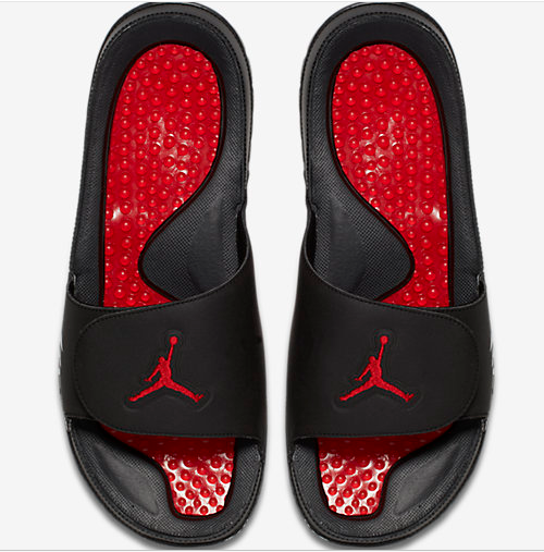 Men Jordan Hydro 5 Slide Sandals Black Red - Click Image to Close