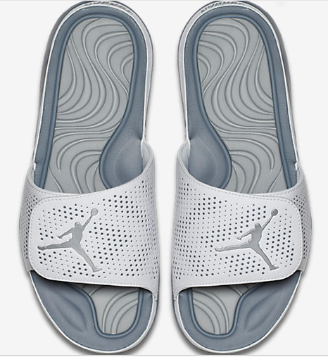 Men Jordan Hydro 5 Slide Sandals Grey White - Click Image to Close