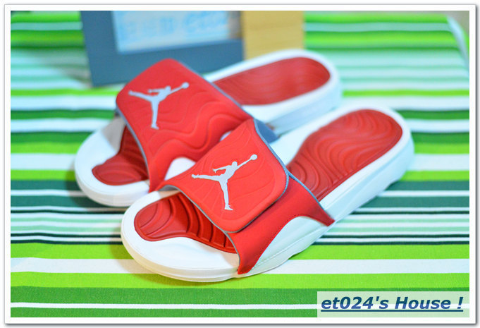 Men Jordan Hydro 5 Slide Sandals Red White - Click Image to Close