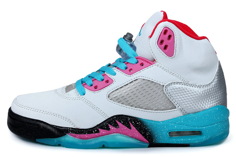 Miami Air Jordan 5 White Blue Pink Shoes