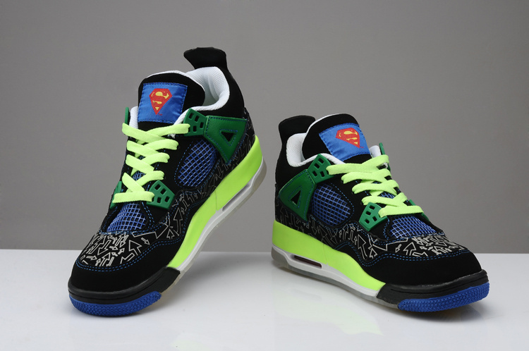 Midnight Air Jordan 4 Superman Black Green Blue Shoes