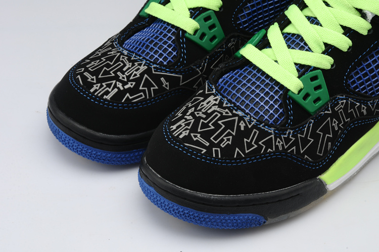 Midnight Air Jordan 4 Superman Black Green Blue Shoes - Click Image to Close