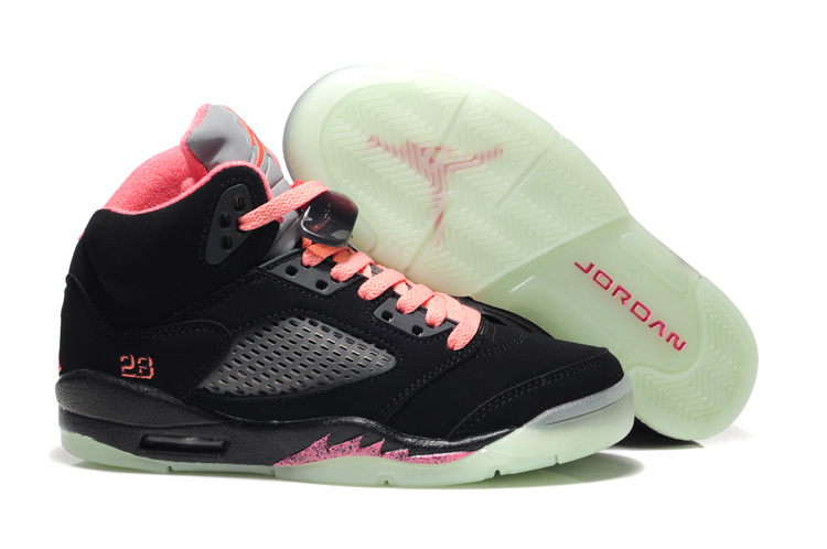 Midnight Air Jordan 5 Black Pink For Women - Click Image to Close