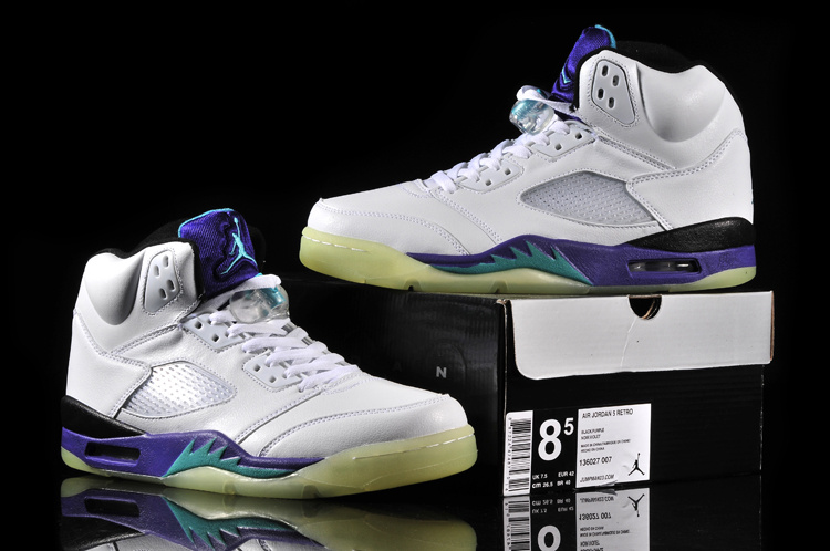 Midnight Air Jordan 5 White Purple Black Shoes