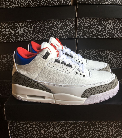 jordan 3 white red blue