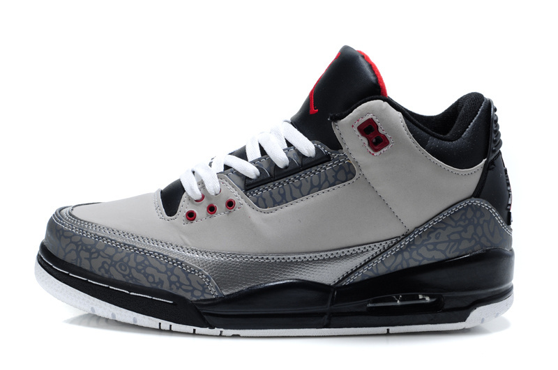 New 2015 Air Jordan 3 Retro Grey Black Red Shoes