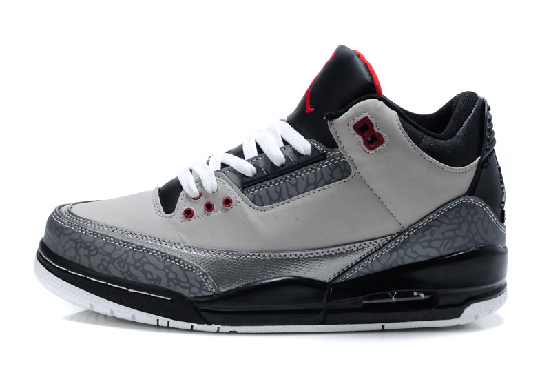 New 2015 Air Jordan 3 Retro Grey Black Red Shoes - Click Image to Close