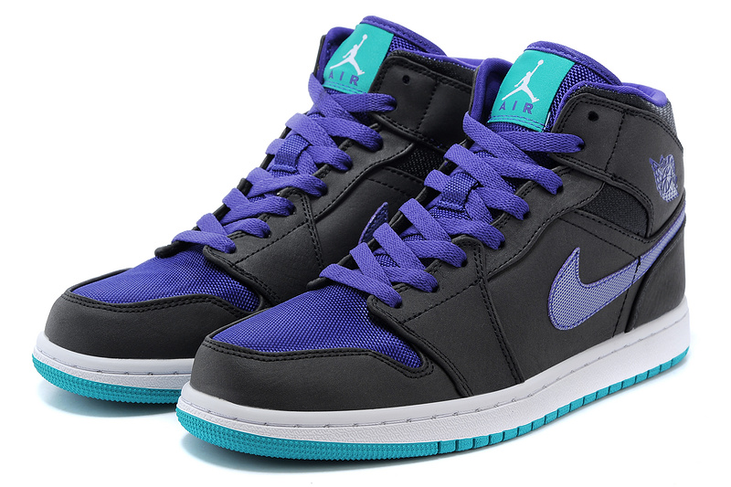 New Air Jordan 1 Black Purple Grap Shoes - Click Image to Close