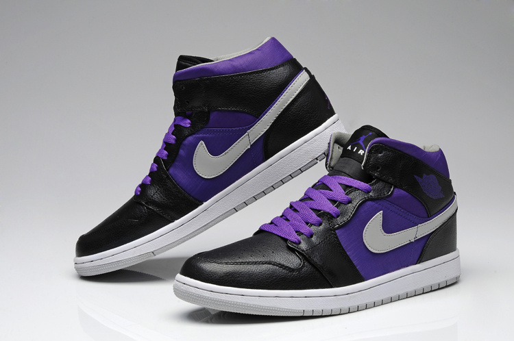 New Arrival Jordan 1 Black Purple White Shoes