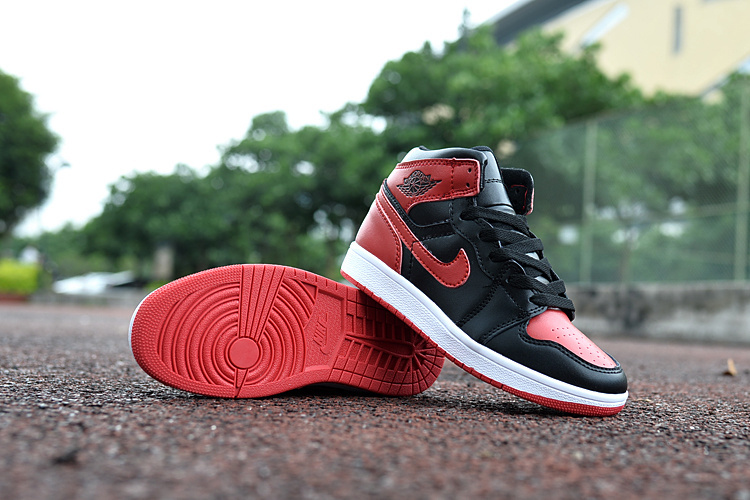 New Air Jordan 1 Black Red White Shoes For Kids