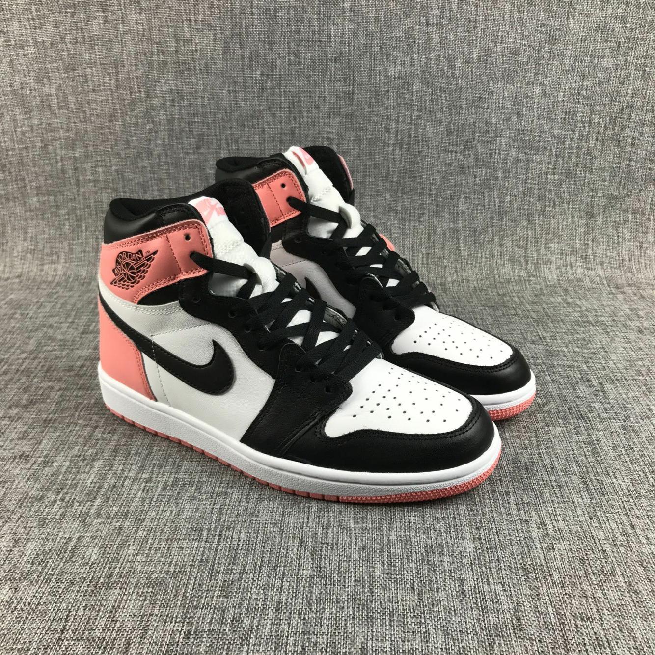 New Air Jordan 1 Black White Pink Women Shoes