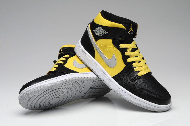 New Air Jordan 1 Black Yellow White Shoes - Click Image to Close