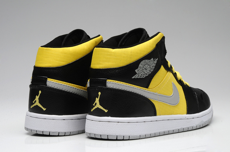 New Air Jordan 1 Black Yellow White Shoes - Click Image to Close