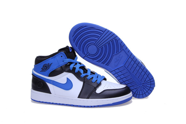 New Air Jordan 1 Blue Black White Mens Shoes - Click Image to Close