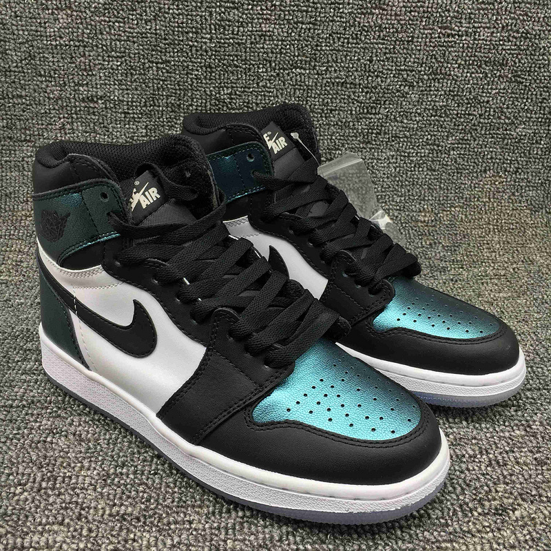 New Air Jordan 1 Chameleon Black Blue White Shoes Women