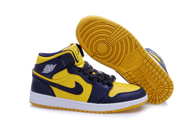 New Air Jordan1 Dark Blue Yellow Shoes