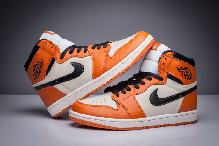 New Air Jordan 1 GS Orange White Black Shoes