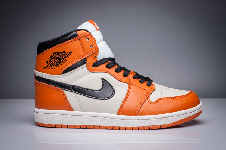 New Air Jordan 1 GS Orange White Black Shoes