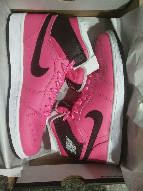 New Air Jordan 1 GS Pink Black White Shoes