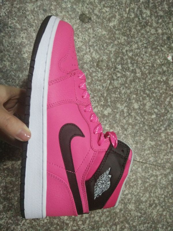 New Air Jordan 1 GS Pink Black White Shoes - Click Image to Close
