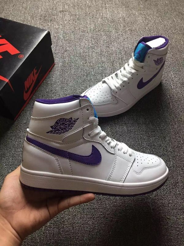 New Air Jordan 1 Hornets White Purple Shoes - Click Image to Close