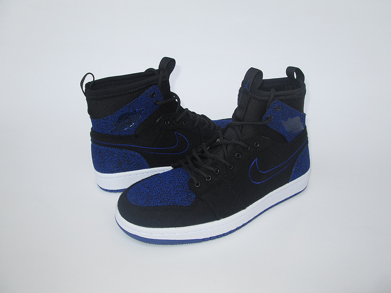 New Air Jordan 1 Knitted Socks Shoes Black Blue - Click Image to Close
