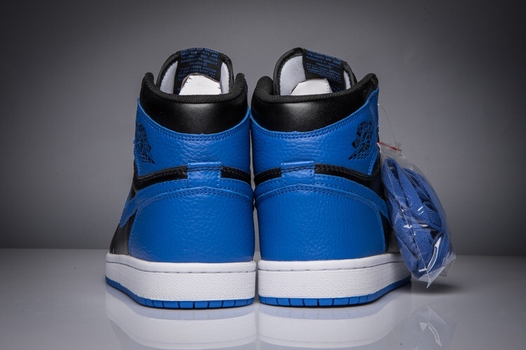 New Air Jordan 1 Litchi Skin Black Roayl Blue Shoes