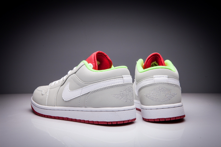 New Air Jordan 1 Low Hare Grey White Red Shoes - Click Image to Close