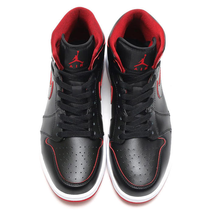 New Air Jordan 1 Mid Black Red White Shoes