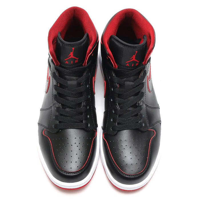 New Air Jordan 1 Mid Black Red White Shoes - Click Image to Close