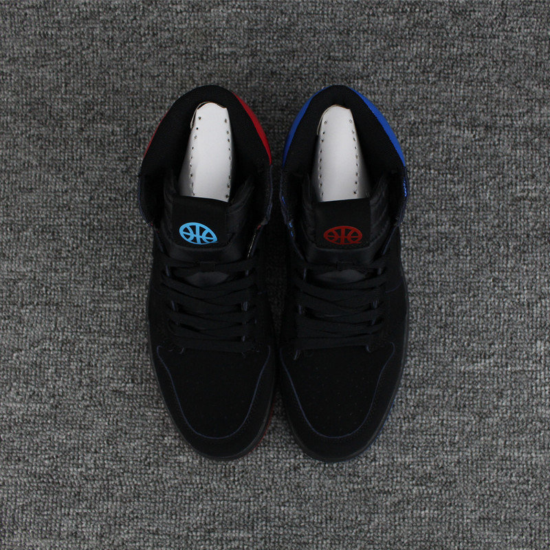 New Air Jordan 1 Retro Deer Leather Black Blue Red Shoes - Click Image to Close