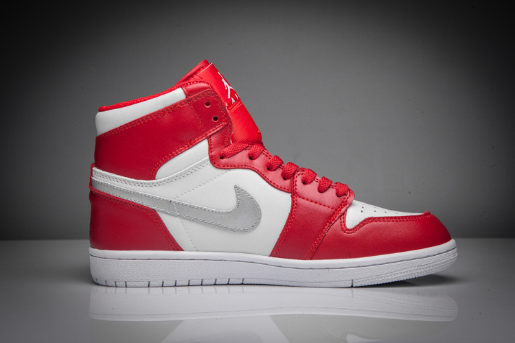 New Air Jordan 1 Retro Silver Red White Shoes - Click Image to Close