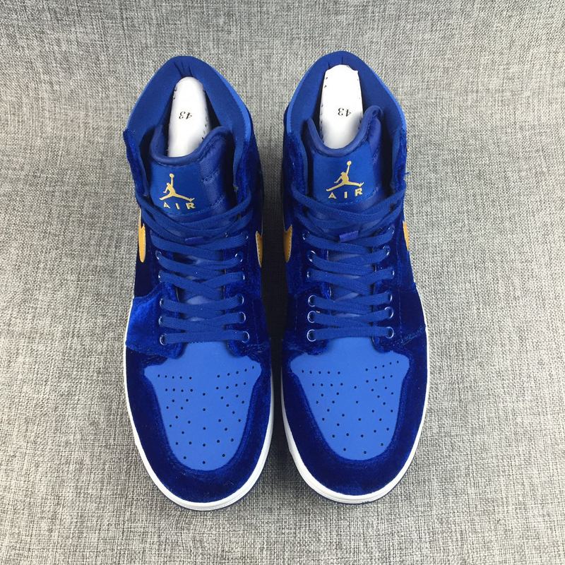 New Air Jordan 1 Velvet Blue Yellow Lover Shoes - Click Image to Close