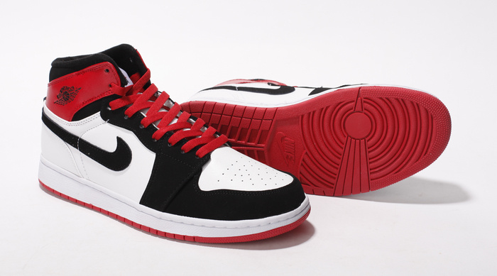 Air Jordan Retro 1 White Black Red - Click Image to Close