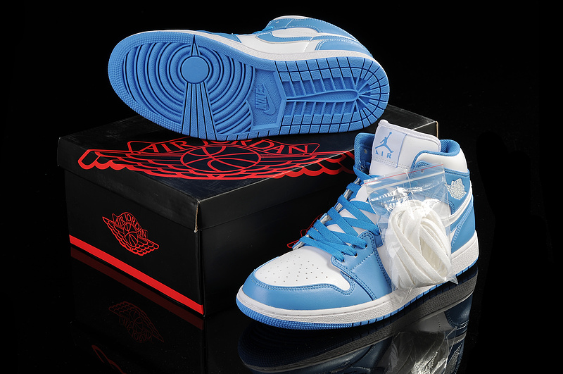 New Arrival Jordan 1 White Light Blue Shoes - Click Image to Close