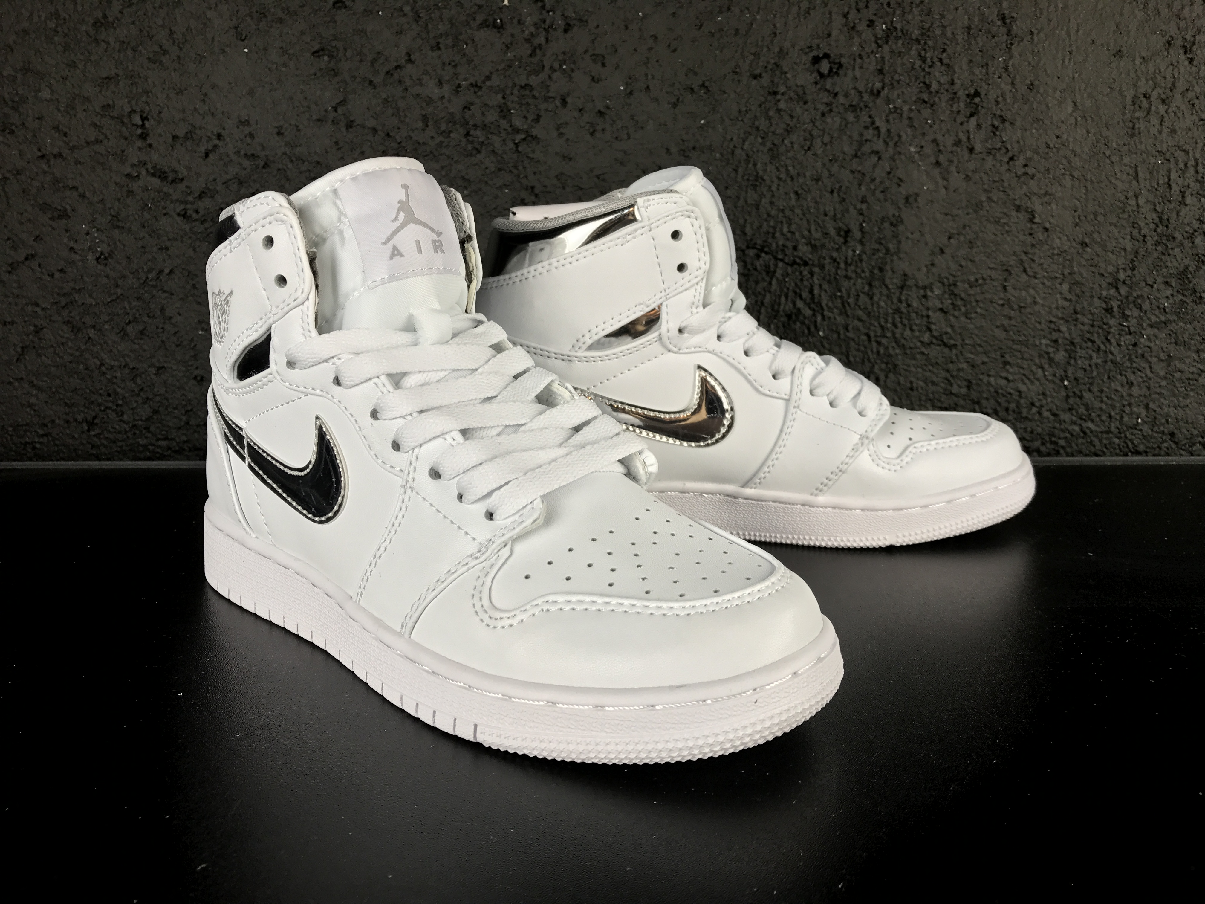 New Air Jordan 1 White Silver Women Shoes