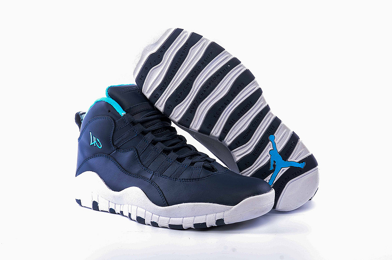 New Air Jordan 10 Retro Deep Blue White Shoes - Click Image to Close