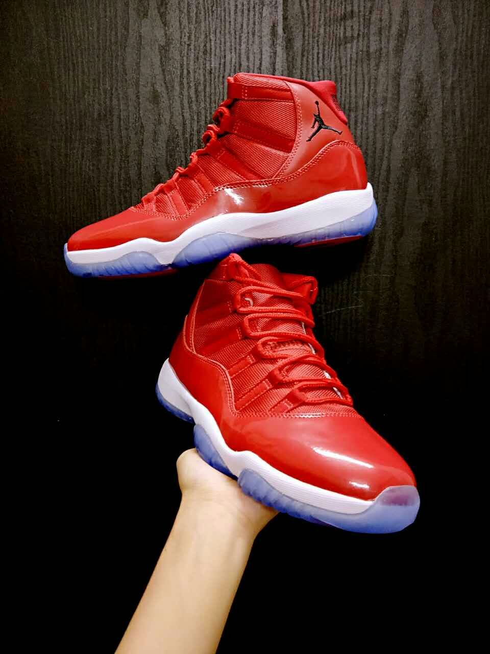 New Air Jordan 11 All Red Ice Sole Women Shoes