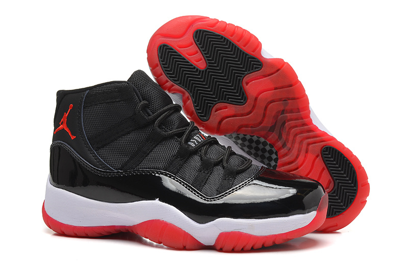 New Air Jordan 11 Black White Red For Women - Click Image to Close