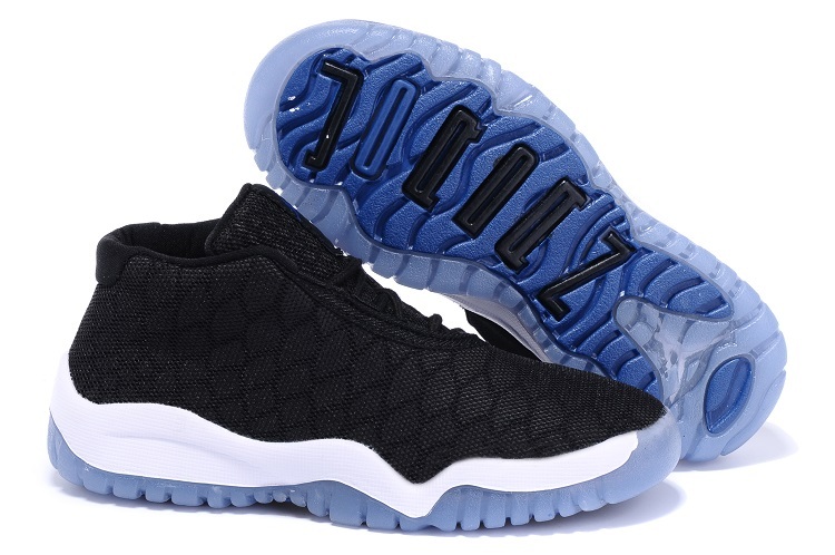 New Air Jordan 11 Chameleon Black White Blue Shoes For Kids