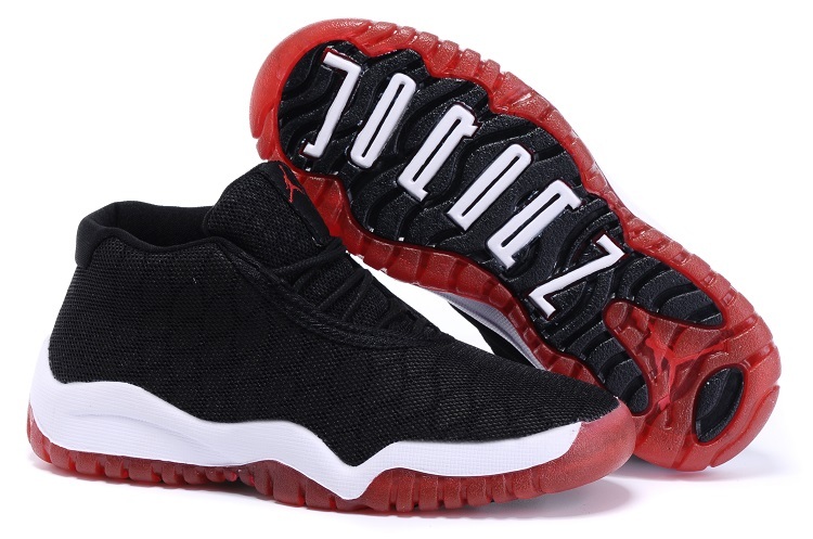New Air Jordan 11 Chameleon Black White Red Shoes For Kids