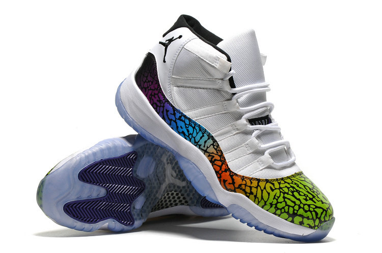 New Air Jordan 11 Colorful Crack White Shoes