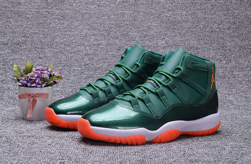 New Air Jordan 11 Demon King Green Orange Shoes