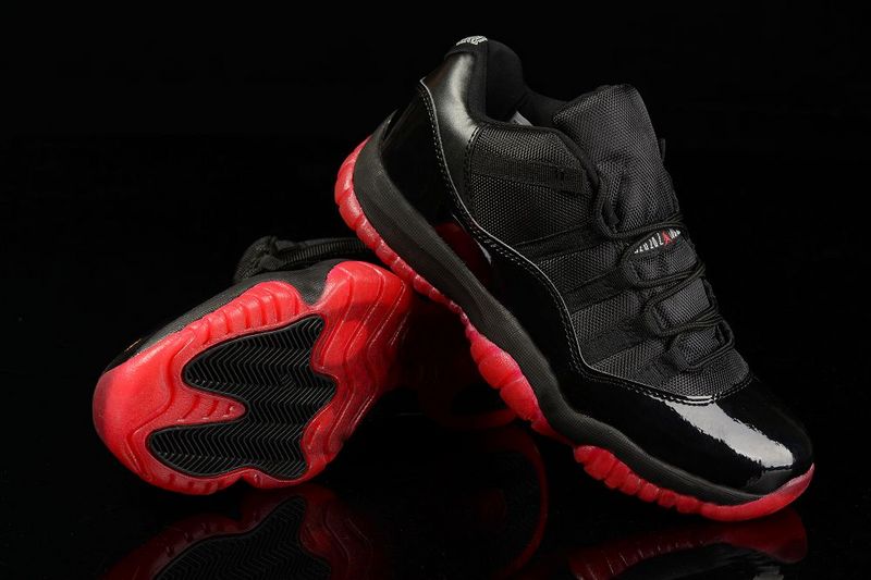 New Air Jordan 11 Low All Black Red