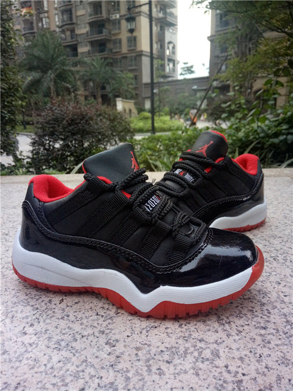 New Air Jordan 11 Low Black Red White Shoes For Kids - Click Image to Close