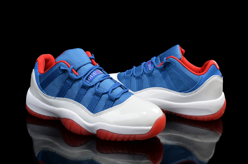 New Original Air Jordan 11 Low Blue White Red Shoes