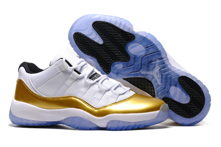 New Air Jordan 11 Low Olympic White Gold Lover Shoes