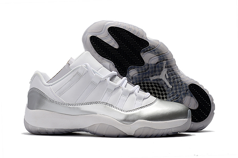 New Air Jordan 11 Low Silver White Shoes - Click Image to Close