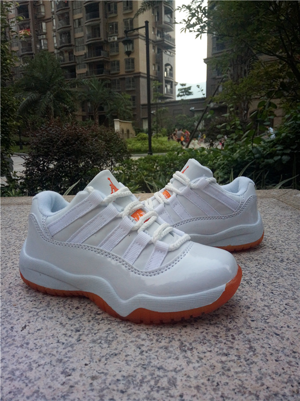 New Air Jordan 11 Low White Orange Shoes For Kids