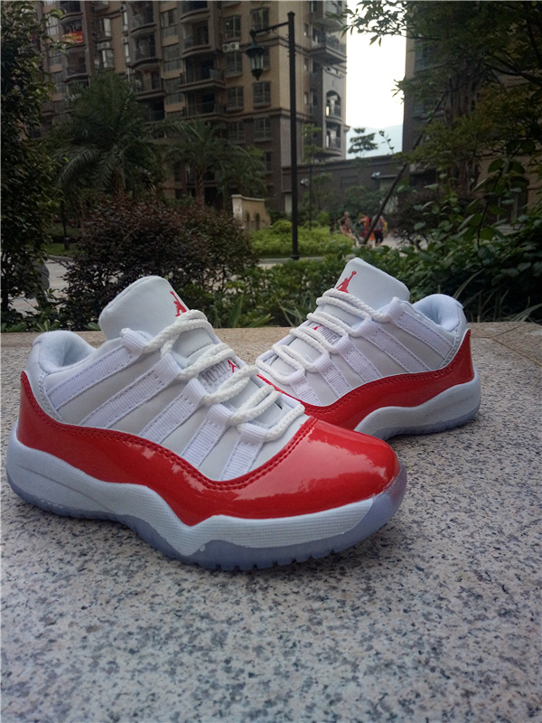 New Air Jordan 11 Low White Red Shoes For Kids